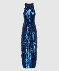 Leo Lin Juliette Sequin High Neck Maxi Dress - Neptune - 8 / Blue - Dresses
