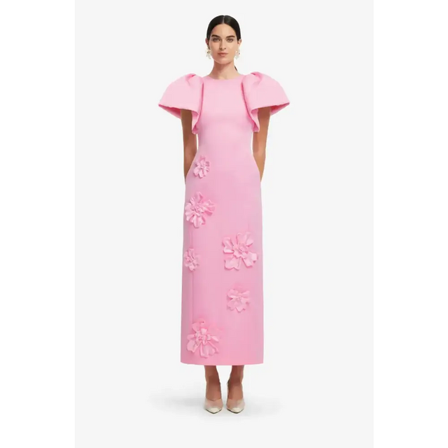 Leo Lin Lucinda Floral Appliqu Maxi Dress - Baby Pink | Passion For Fashion Leo Lin Lucinda Floral Appliqu Maxi Dress - Baby Pink | Passion For Fashion