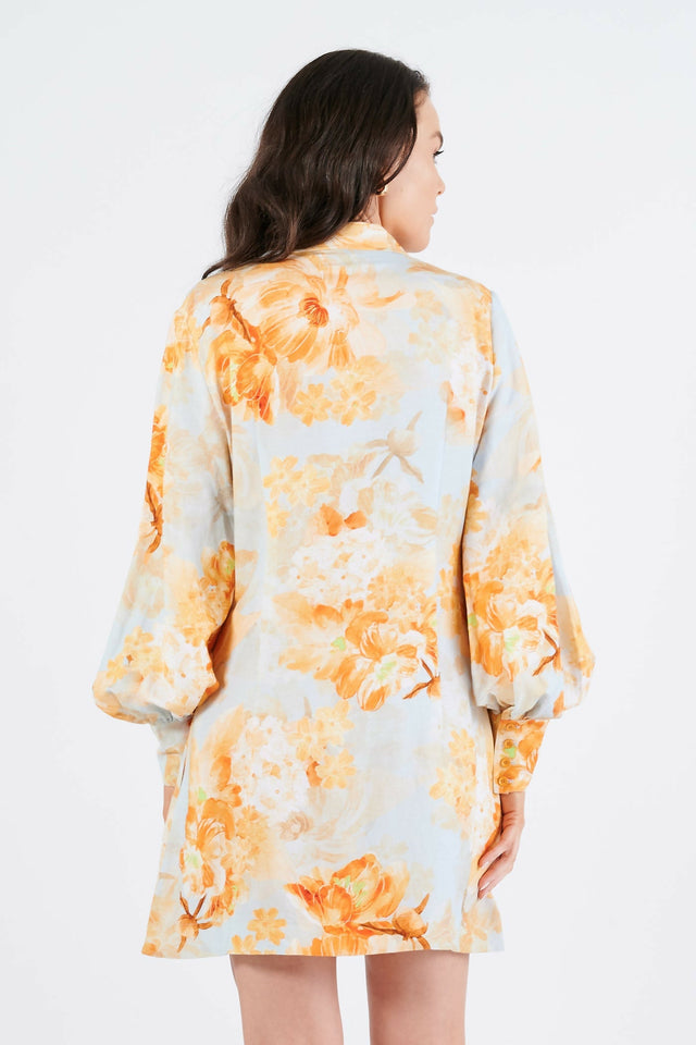 Leo Lin Luminous Linen Mini Dress - Camellia Print | Passion For Fashion