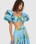 Leo Lin - Leo Lin Marguerite Bleu Puff Top and Maxi Skirt