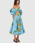 Leo Lin - Leo Lin Marguerite Bleu Puff Top and Maxi Skirt