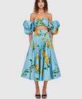Leo Lin - Leo Lin Marguerite Bleu Puff Top and Maxi Skirt