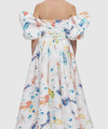 Leo Lin Matilda Puff Sleeve Midi Dress - Twilight Print in White - 10 / Multi - Dresses