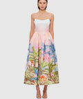 Leo Lin Melanie Bustier Midi Dress - Dreamscape Print - 10 / Print - Dresses