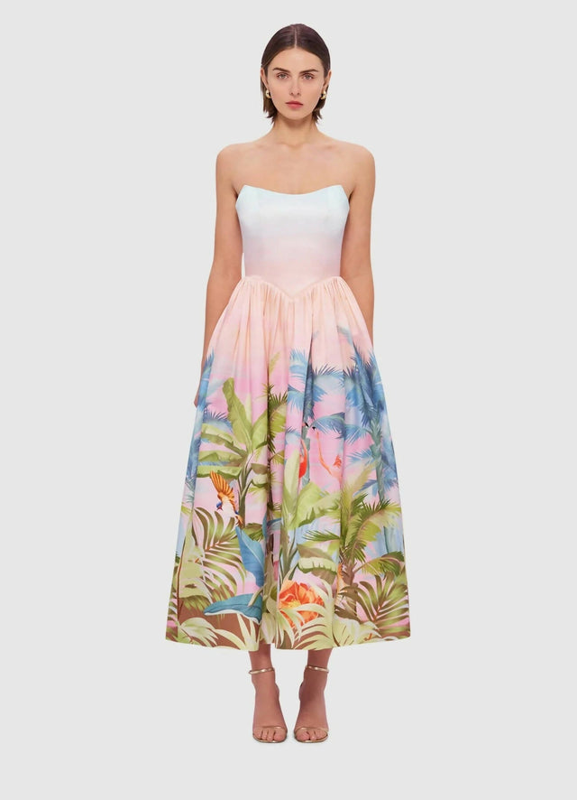 Leo Lin Melanie Bustier Midi Dress - Dreamscape Print - 10 / Print - Dresses