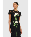 Leo Lin Monique Embroidered Lace Maxi Dress Black Size 8 - 8 / Black - Dresses