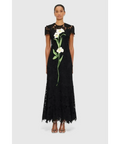 Leo Lin Monique Embroidered Lace Maxi Dress Black Size 8 - 8 / Black - Dresses