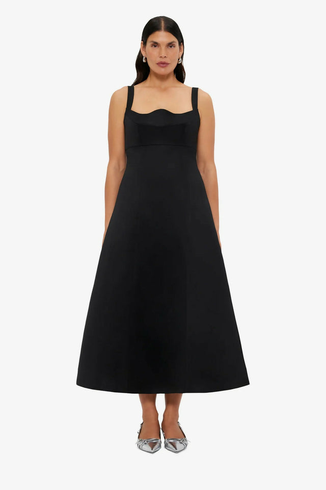 Leo Lin - Odette Midi Dress - Ebony - 14 / Black - Dresses