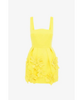 Leo Lin Piper Floral Appliqué Bell Shape Mini Dress in Sunshine - 8 / Yellow - Dresses