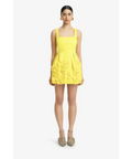 Leo Lin Piper Floral Appliqué Bell Shape Mini Dress - Sunshine - Dresses