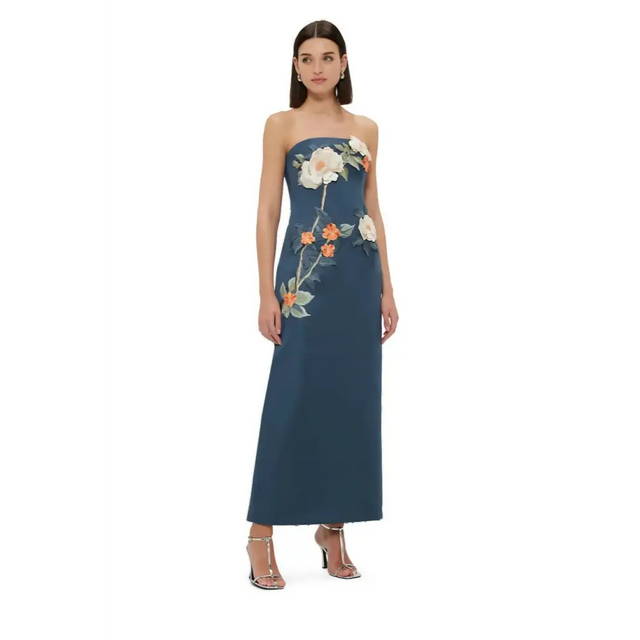 Leo Lin Rayna Appliqué Floral Bustier Maxi Dress - 12 / Floral - Dresses
