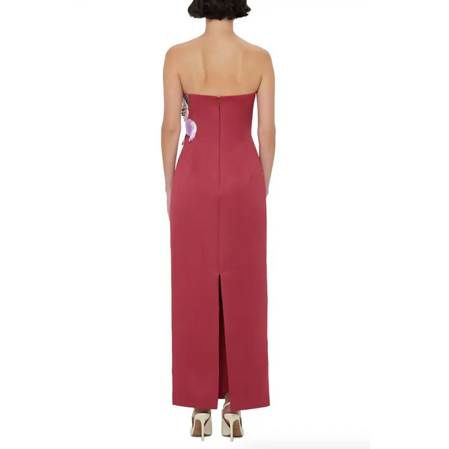 Leo Lin Rayna Maxi Lily Print in Oxblood Size 8,10,12 - Dresses