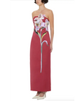 Leo Lin Rayna Maxi Lily Print in Oxblood Size 8,10,12 - Dresses