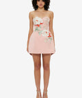 Leo Lin Rosario Appliqué Bustier Mini Dress - Peony Print - 12 / Pink - Dresses