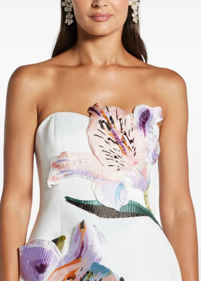 Leo Lin Rosario Appliqué Floral Bustier Mini Dress - 12 / Print - Dresses