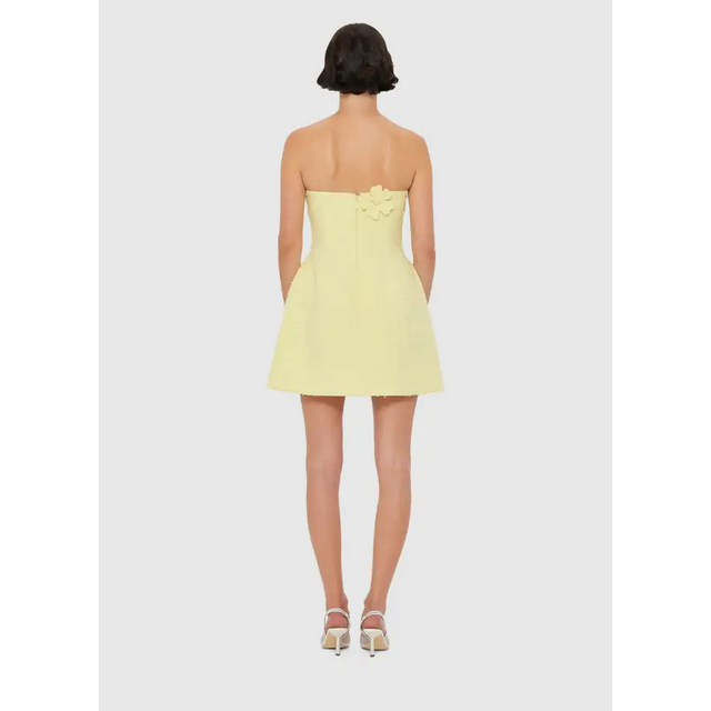 Leo Lin Rosario Tweed Petal Bustier Mini Dress - Sorbet Yellow - 10 / Yellow - Dresses