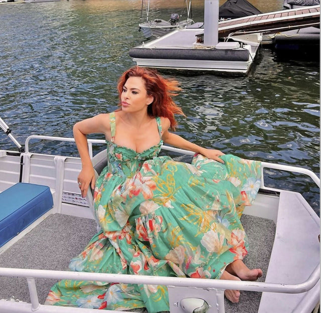 Leo Lin Rose Bustier Midi In Verdant Print - Dresses