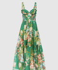Leo Lin Rose Bustier Midi In Verdant Print - Dresses