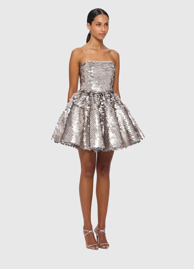 Leo Lin - Leo Lin Skye Sequin Bustier Mini Dress - Metallic