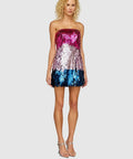Leo Lin Stefani Sequin Strapless Mini Dress - Nightfall - 6 / Multi - Dresses