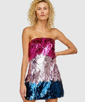 Leo Lin Stefani Sequin Strapless Mini Dress - Nightfall - 6 / Multi - Dresses