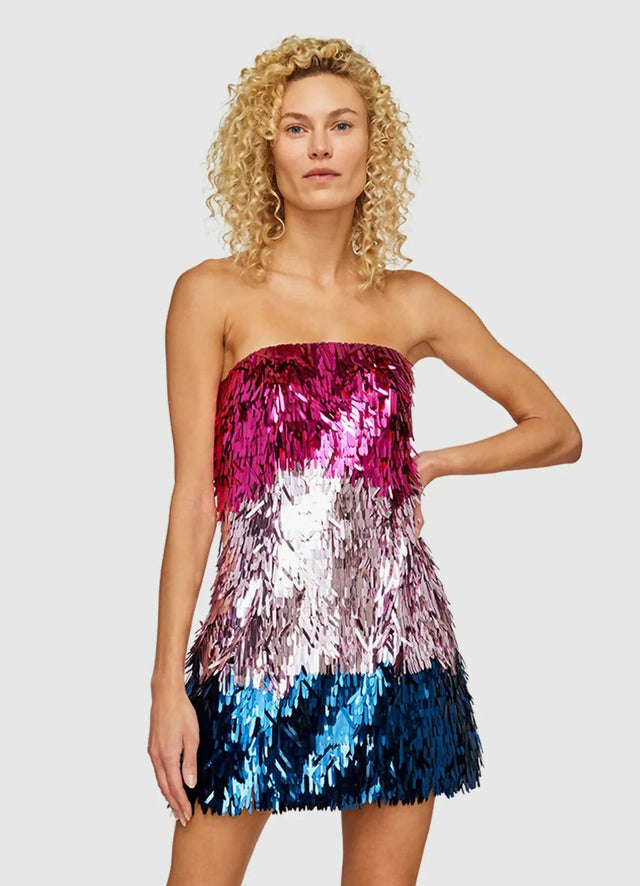 Leo Lin Stefani Sequin Strapless Mini Dress - Nightfall - 6 / Multi - Dresses