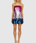 Leo Lin Stefani Sequin Strapless Mini Dress - Nightfall - 6 / Multi - Dresses