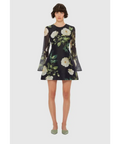 Leo Lin Suzanne Bell Sleeve Mini Dress - 12 / Floral - Dresses