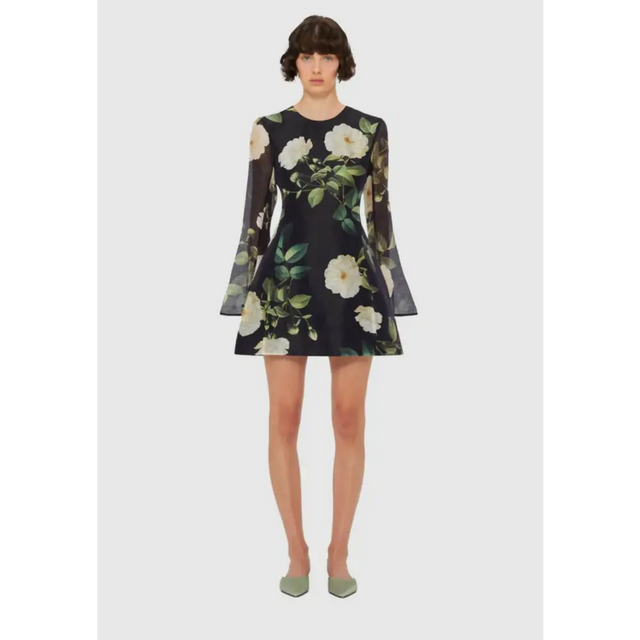 Leo Lin Suzanne Bell Sleeve Mini Dress - 12 / Floral - Dresses