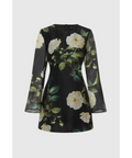Leo Lin Suzanne Bell Sleeve Mini Dress - 12 / Floral - Dresses