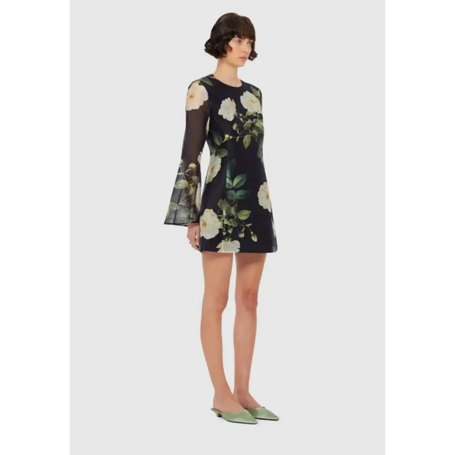 Leo Lin Suzanne Bell Sleeve Mini Dress - 12 / Floral - Dresses