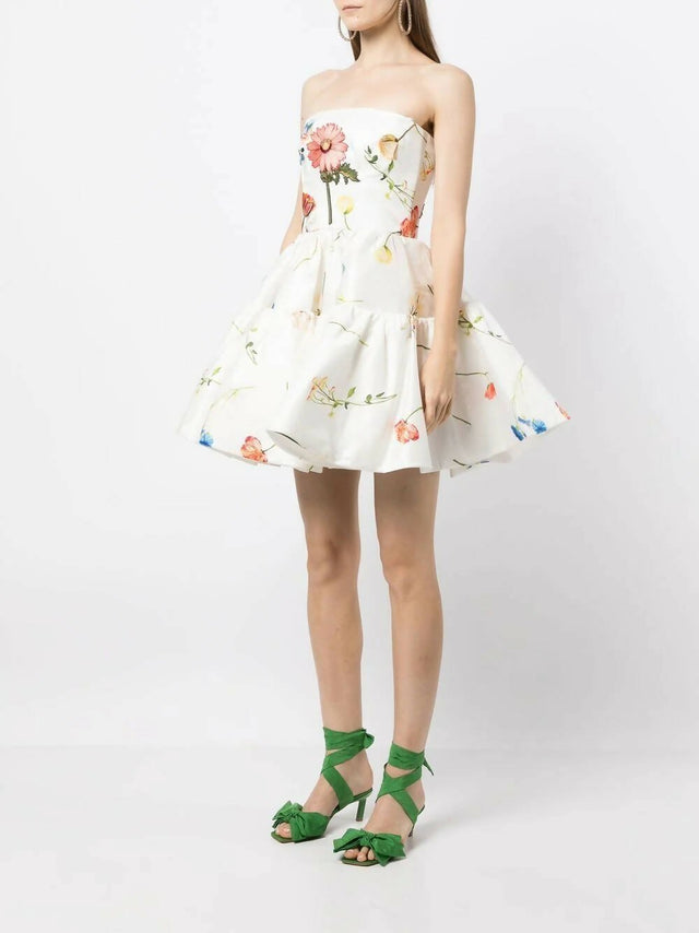 Leo Lin - Leo Lin The Fields Embroidered Bustier Mini Dress