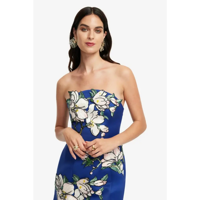 Leo Lin Zaria Appliqué Floral Bustier Mini Dress - Midnight Blue - Dresses