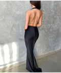 Lexi ‘Polaris’ Satin Diamante Gown - XS / Black - Dresses