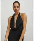 Lexi ‘Polaris’ Satin Diamante Gown - XS / Black - Dresses