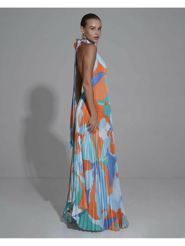 Lidee Opera Gown Capri Print Orange - Dresses