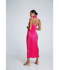 L’Idee Soiree Pleated Halter Gown Punch Hot Pink Size AU 12 - 12 / Pink - Dresses