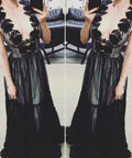 Lisa-Brown-long-mesh-black-with-detailed-flower-straps-SKU110