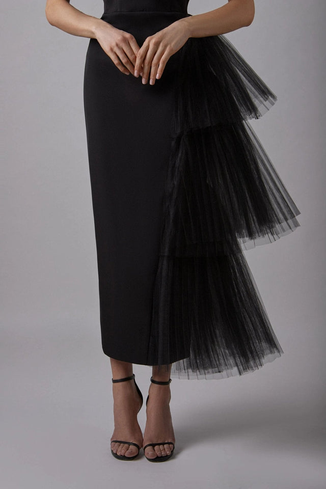 LN Family Sheath Dress with Decorative Mesh Element  Dress.