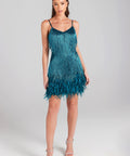 Lottie Teal Dress / Size 8 / Custom Made (Like Nadine Merabi) - 8 / Blue - Dresses