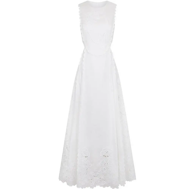 Lovaan Amelia Cutwork Embroidered Dress White - Dresses
