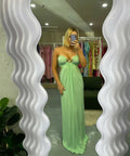 Love Shack Fancy Julissa Plissé-satin Halterneck Maxi Dress In Multi - 8 / Green - Dresses