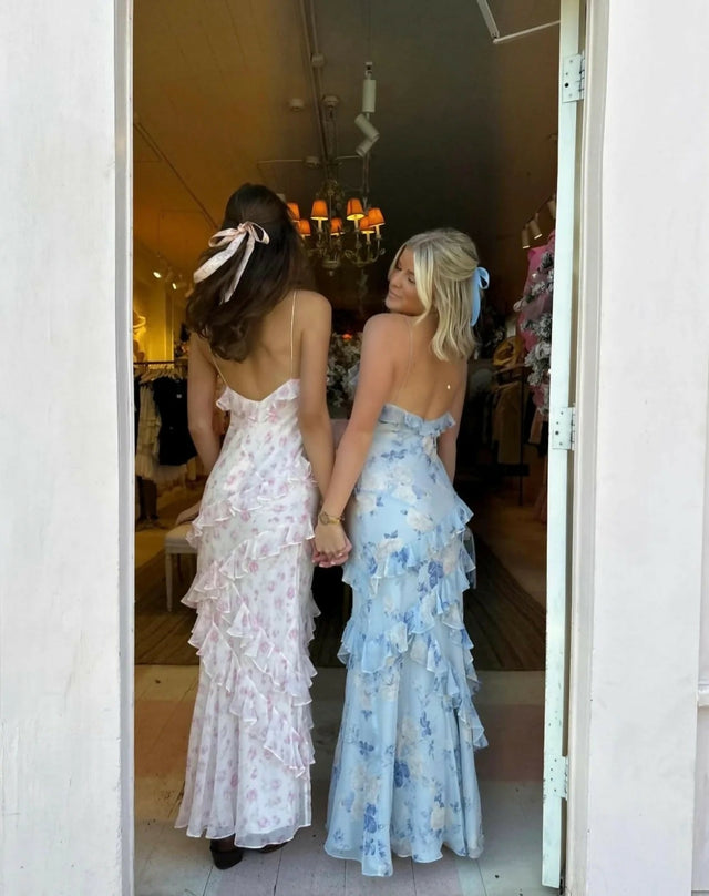 Love Shack Fancy Rialto Gown Blue Whisper | Passion For Fashion Love Shack Fancy Rialto Gown Blue Whisper | Passion For Fashion