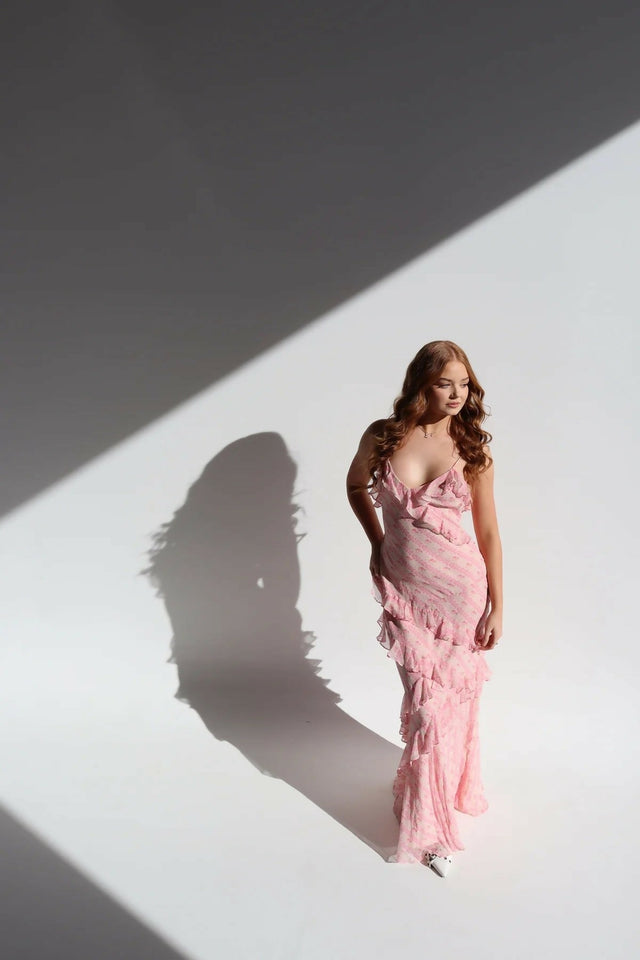 Love Shack Fancy Rialto Gown Strawberry Macaroon - 6 / Pink - Dresses