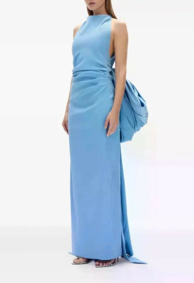 Rachel Gilbert Lottie Bow-Detail Halterneck Gown