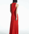 LTK Cos Pleated Racer Neck Maxi Dress - 8 / Red - Dresses