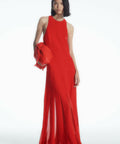 LTK Cos Pleated Racer Neck Maxi Dress - 8 / Red - Dresses