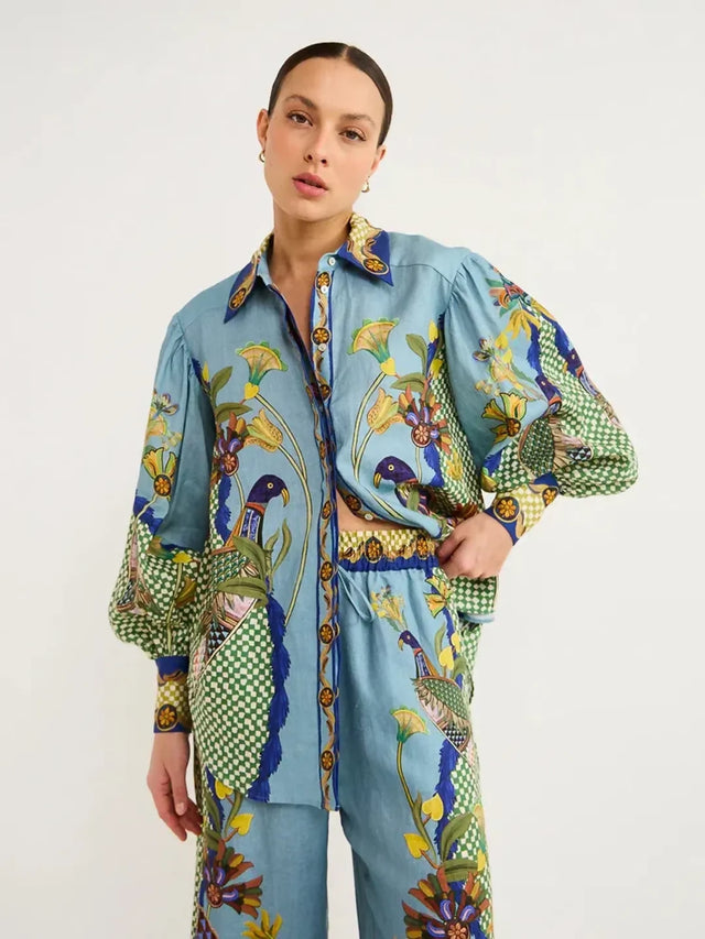 Alemais Gilly Shirt & Pant Set Misty Blue