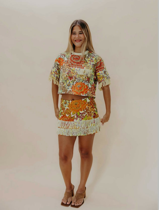 Alemais Lana Cropped Tee and Mini Skirt