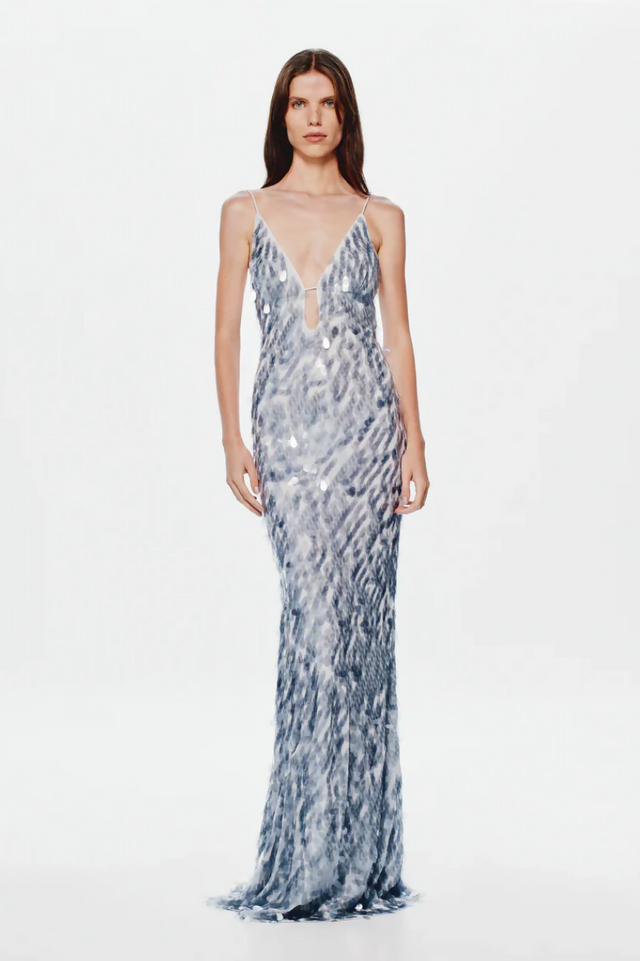 Misha Sapphire Sequin Maxi Dress